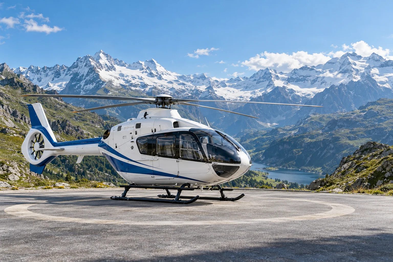 Illustration of an alpine rescue helicopter