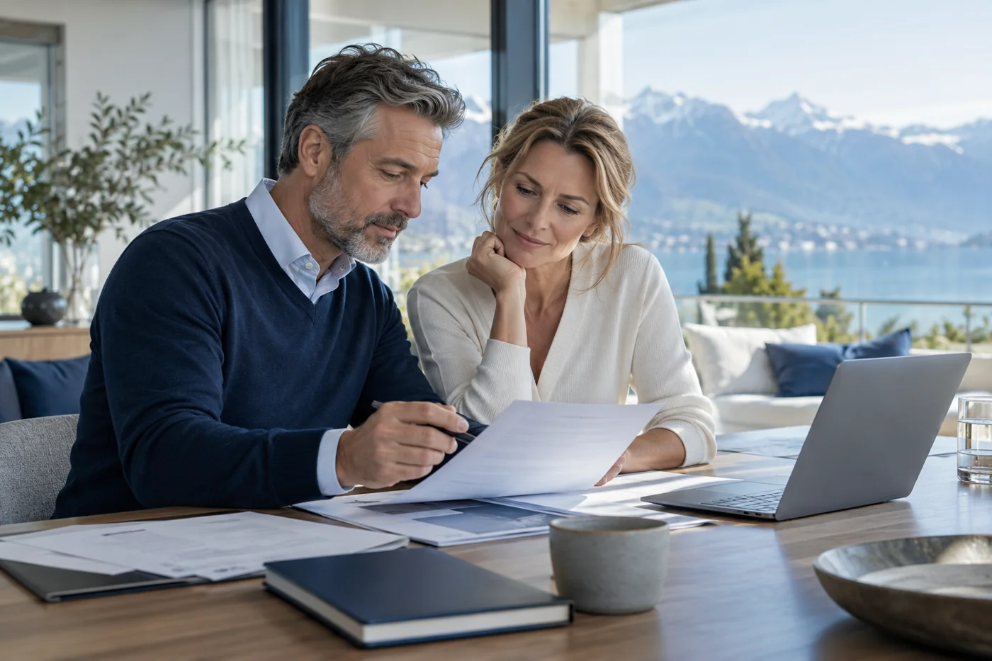 Couple reviewing their retirement plans