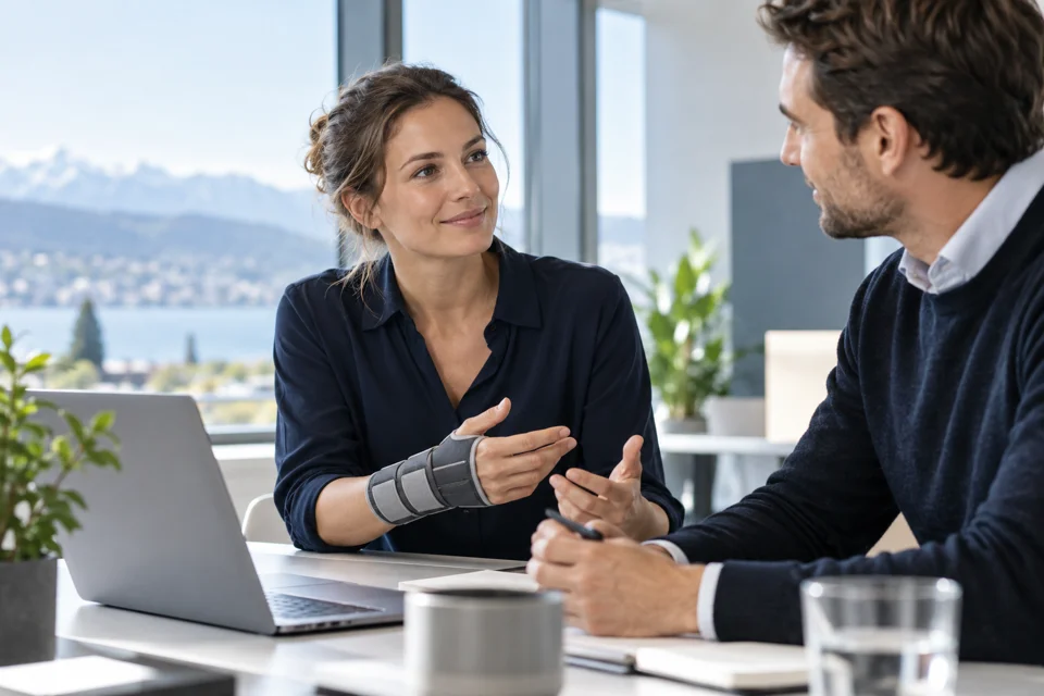 Colleagues offering support after a workplace injury